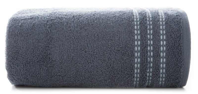 Ręcznik Seba 70x140 stalowy z ozdobną bordiurą w pasy 480 g/m2