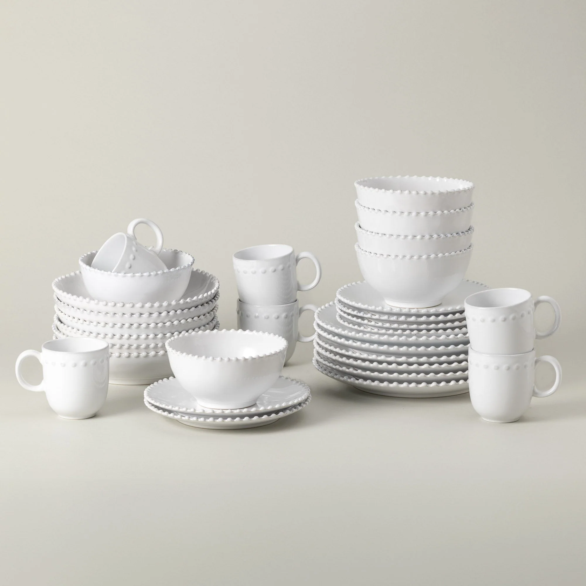 30-Piece Dinnerware Set with Bowl Pearl