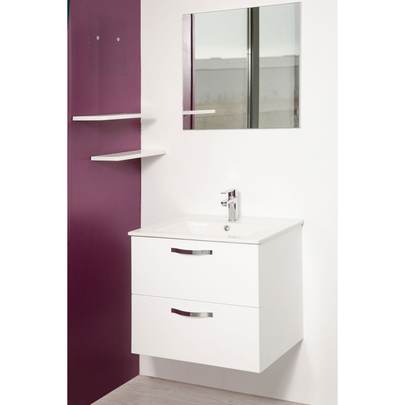 Caisson de meuble de salle de bain Mixy 2 tiroirs blanc 80 cm