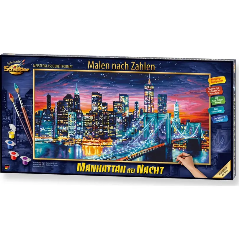Ausmal-Poster Manhattan bei Nacht