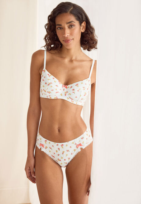 Womens Coral Floral Print Non-Padded Bra (B-DD)
