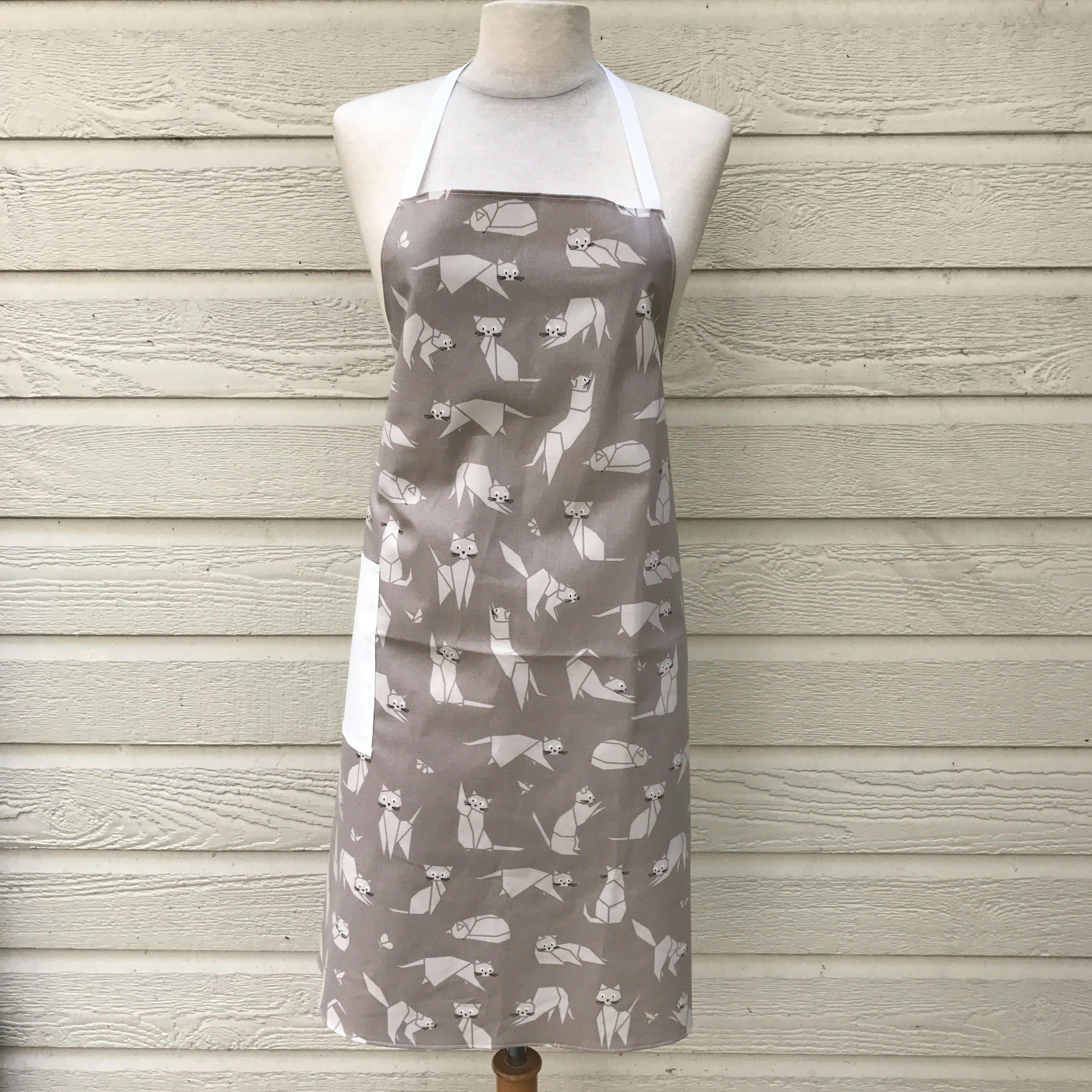 CHAT - Tablier enduit Chats taupe