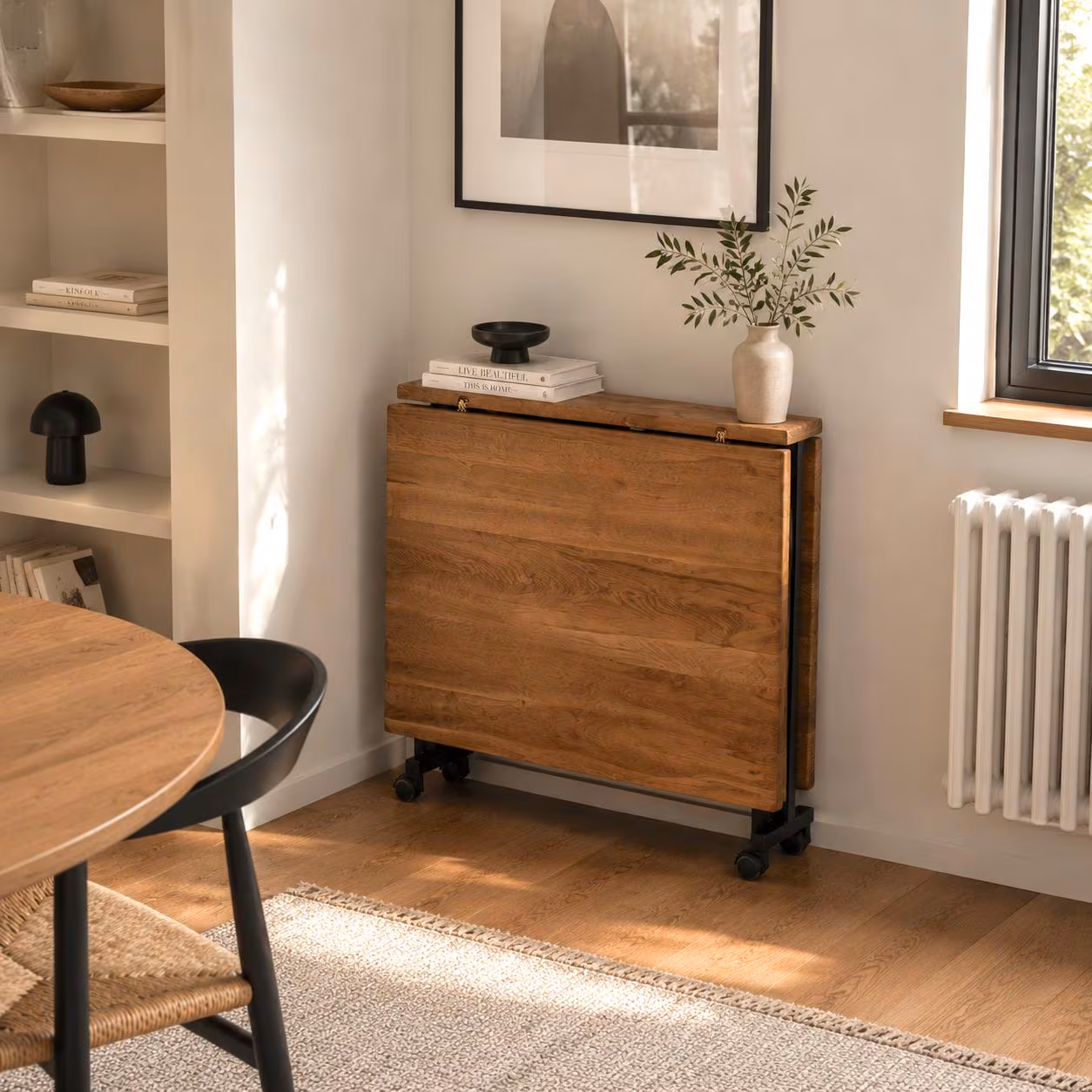 Drop Leaf Oak Dining Table: Folding Handmade Furniture