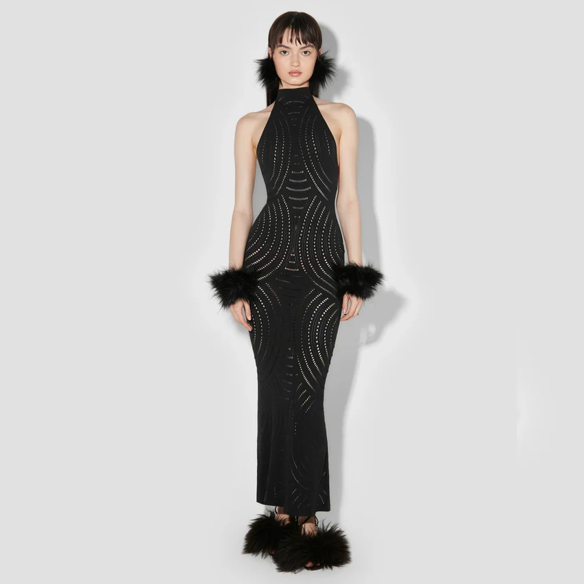 Mesh Halter Long Dress