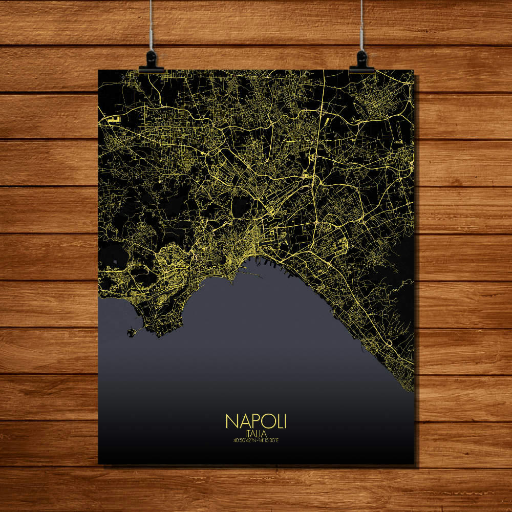 - Affiche Naples Carte Nuit 40x50