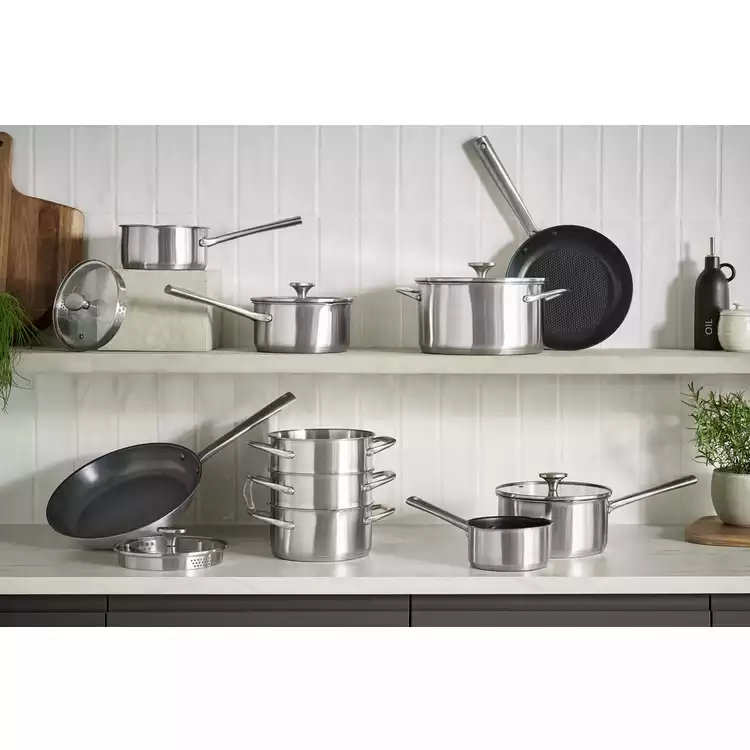 Habitat 18cm Brushed Stainless Steel Saucepan