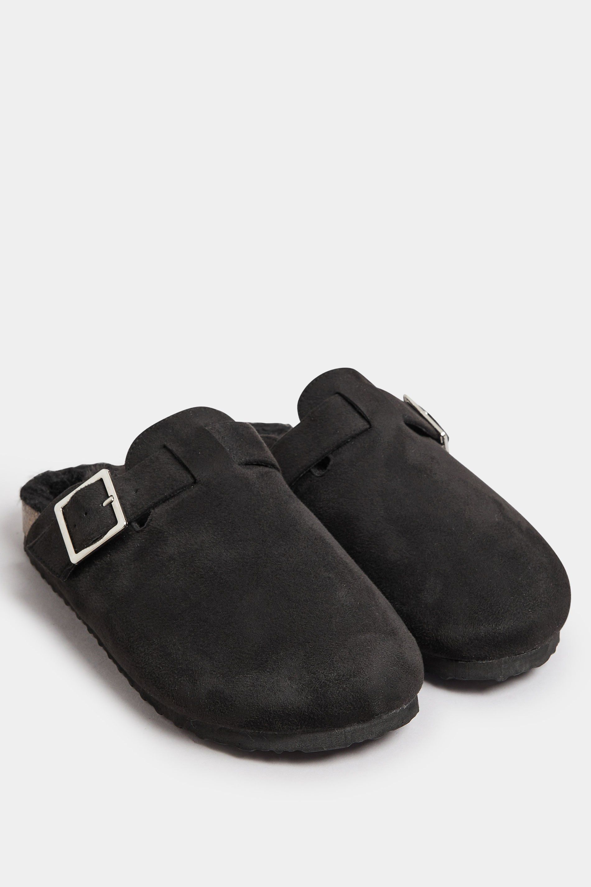 Yours Faux Fur Lined Clogs In Extra Wide Fit
