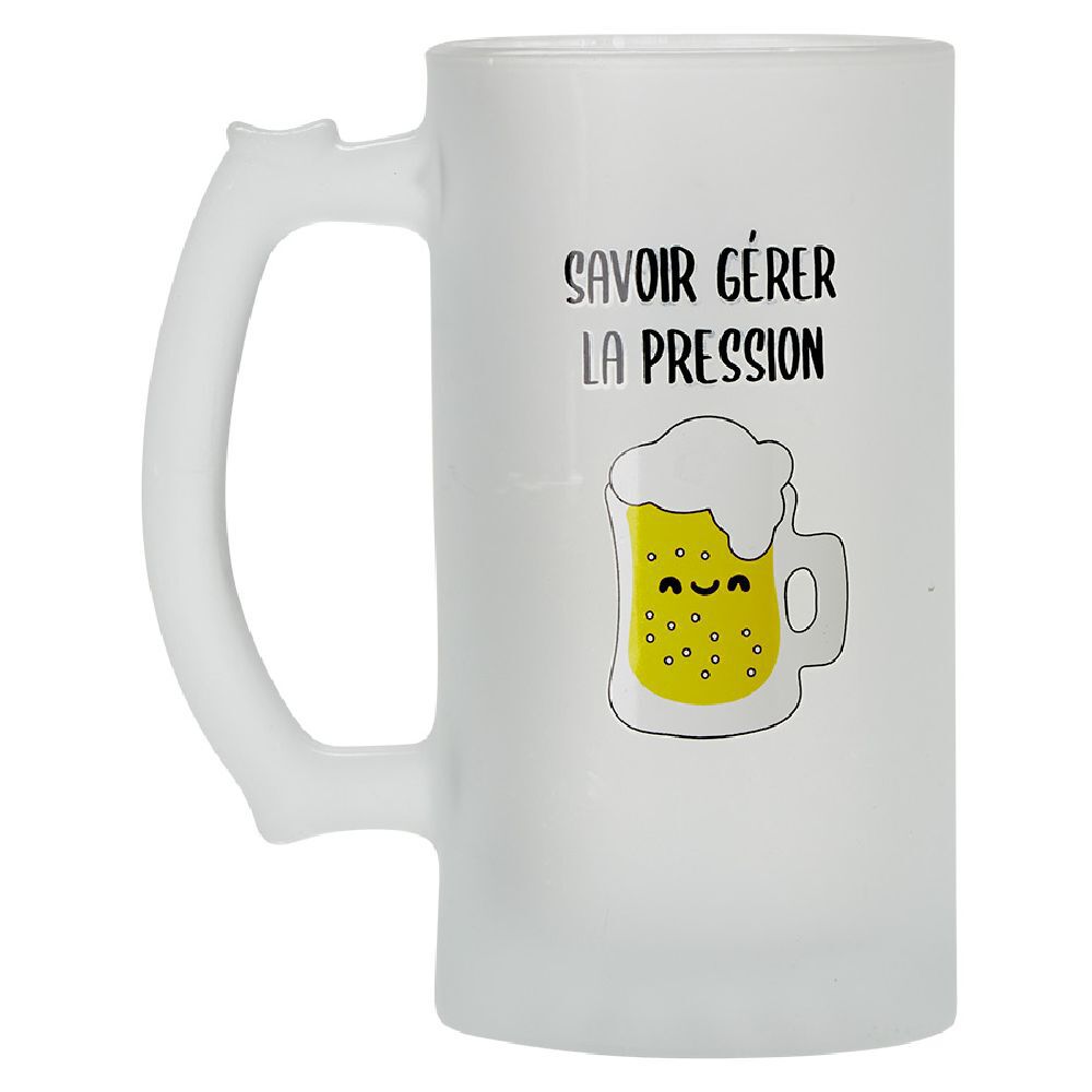 Chope en verre imprimé bière humour