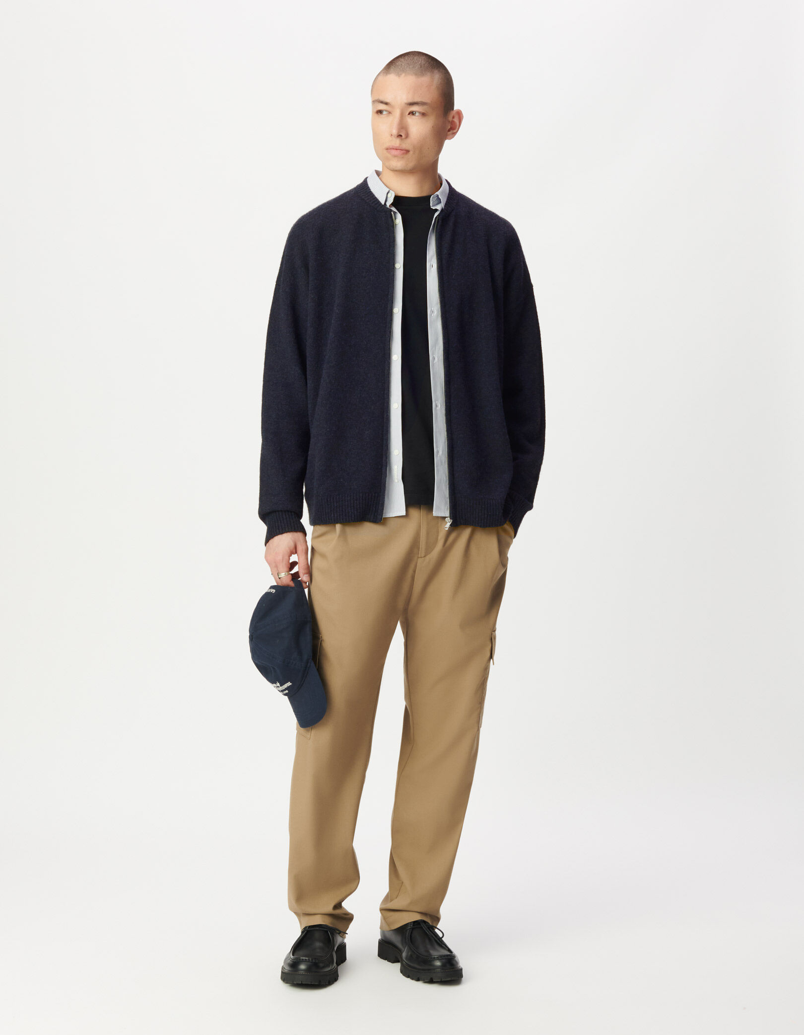 Cardigan zippé marine tricot Homme