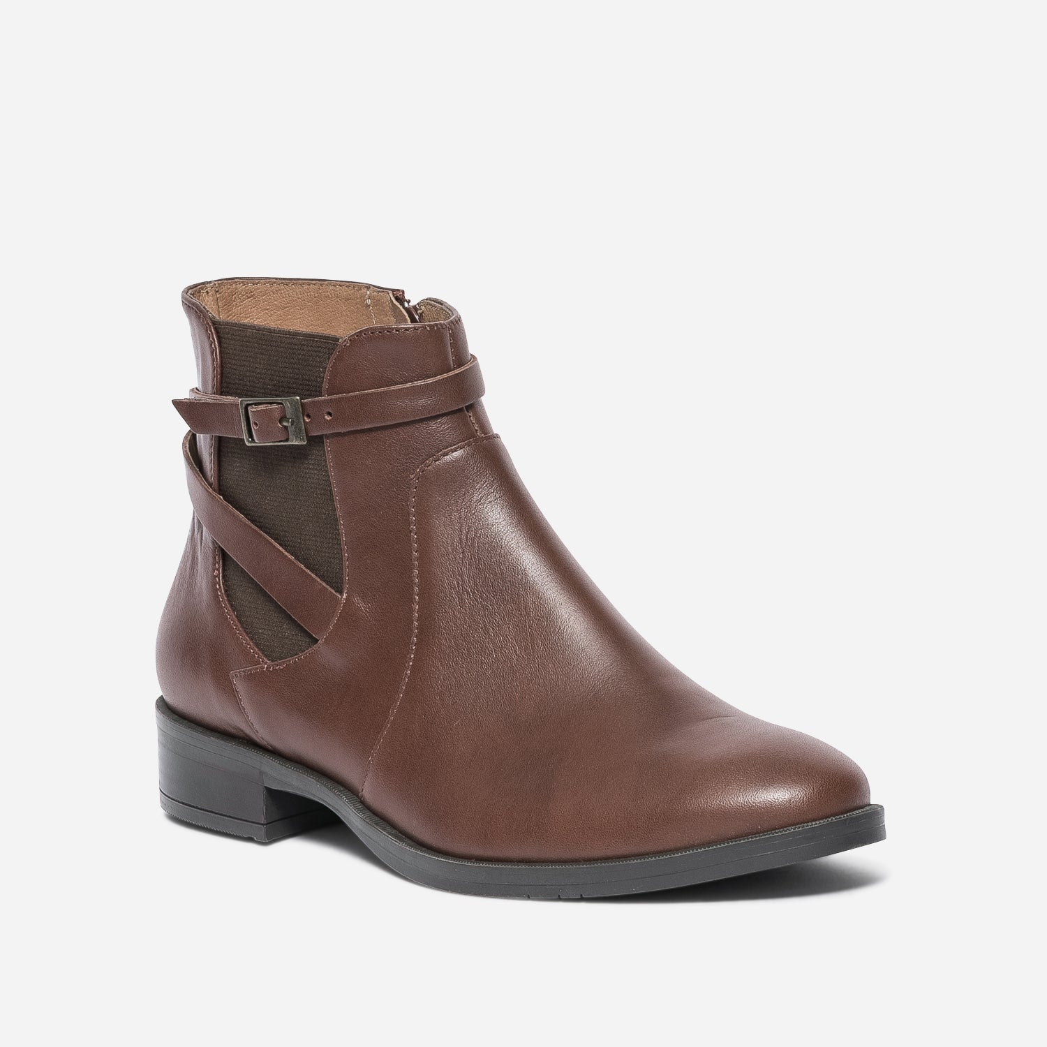 Chelsea boots ERAM FLEX cognac en cuir avec bride