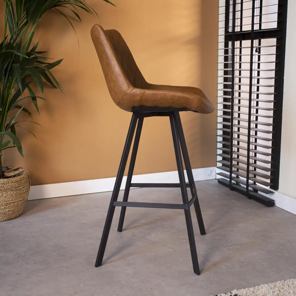 Industri?le barkruk Juno Cognac - Zithoogte 70 cm - Kunstleder - Bruin