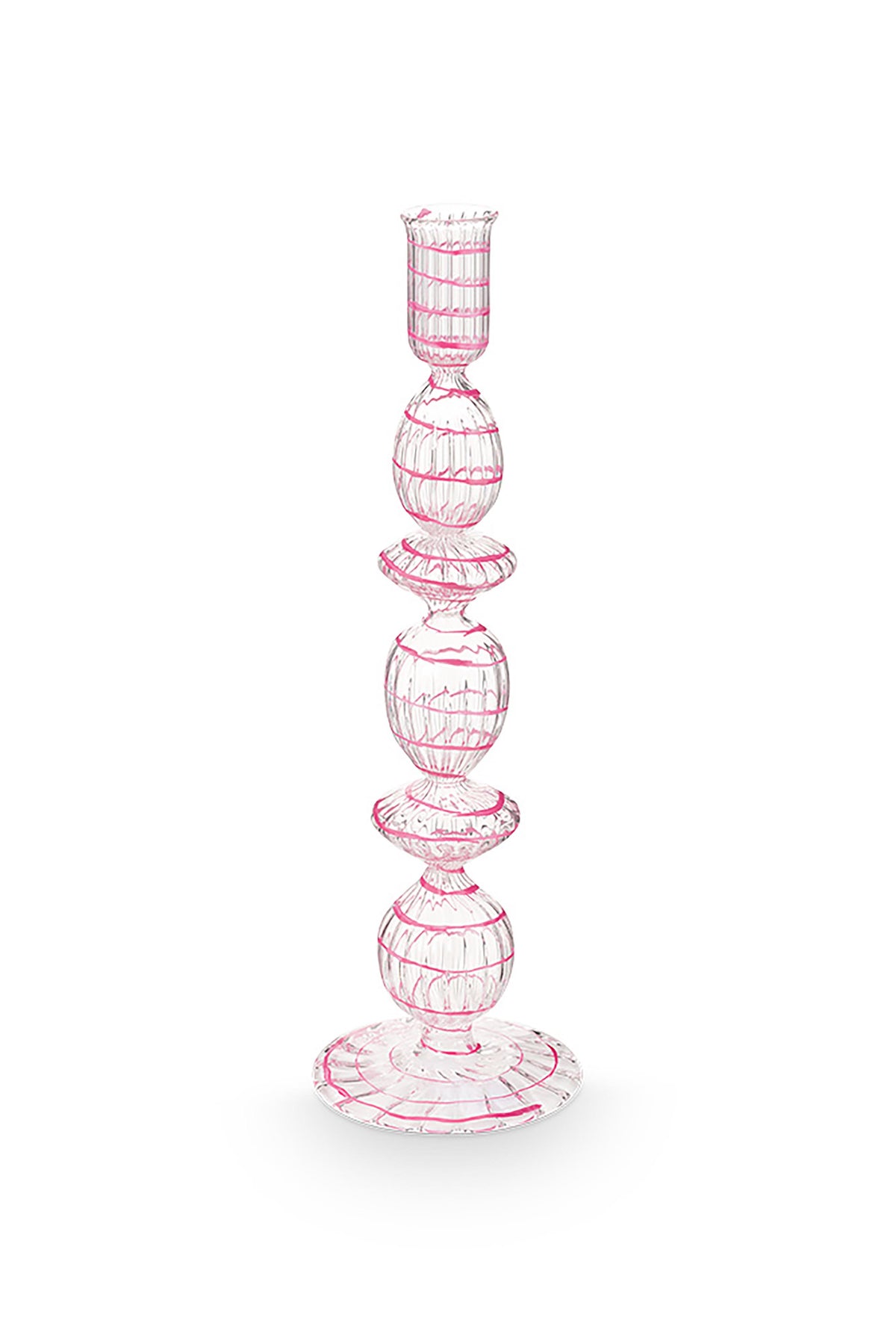 Pip Studio - Kandelaar - Roze - Glas Swirl - 28cm