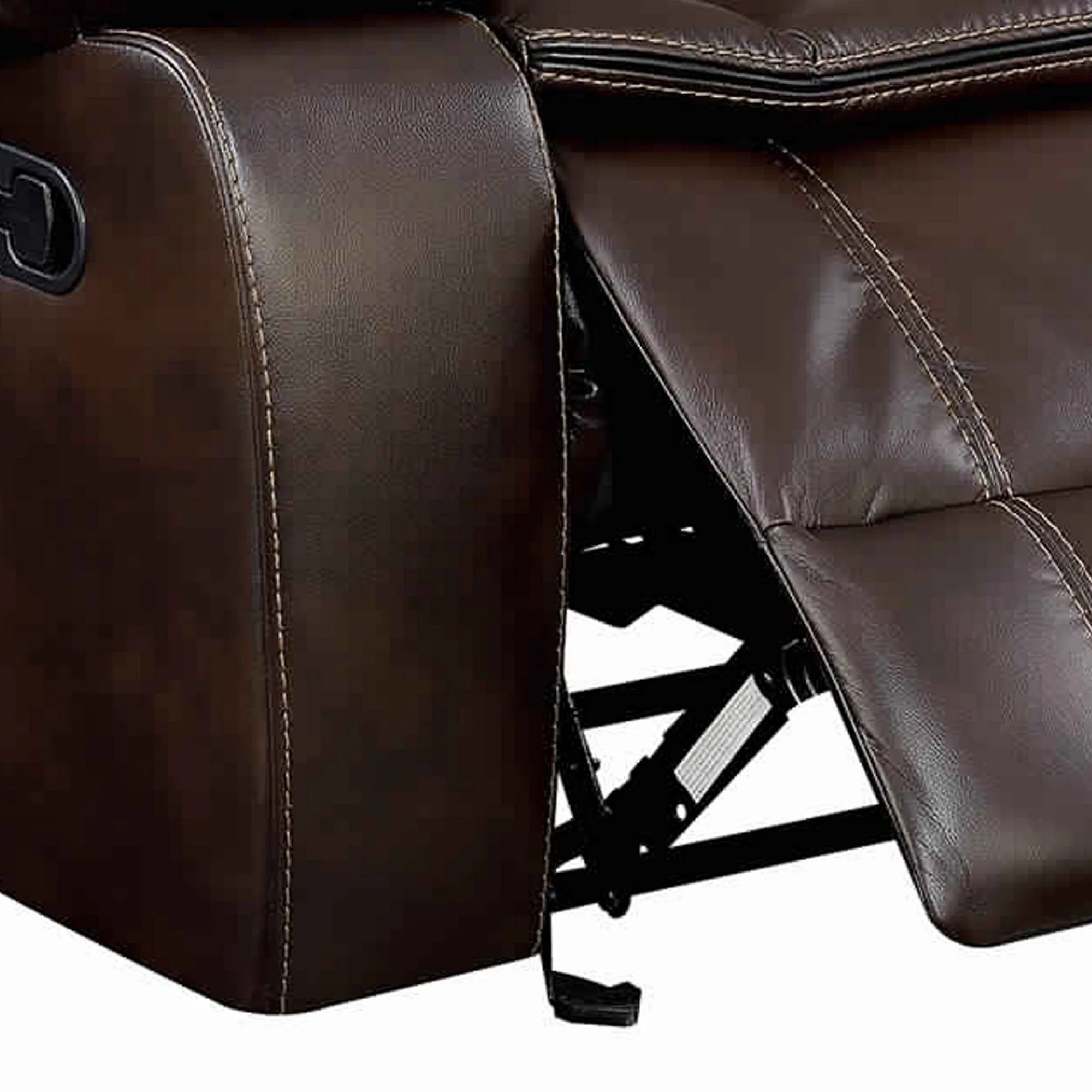 Leatherette Glider Recliner Chair With Large Padded Arms In Brown