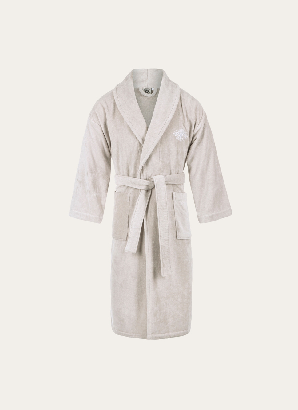 PEIGNOIR DE BAIN BRODÉ EN ÉPONGE 400GR GRIS CLAIR