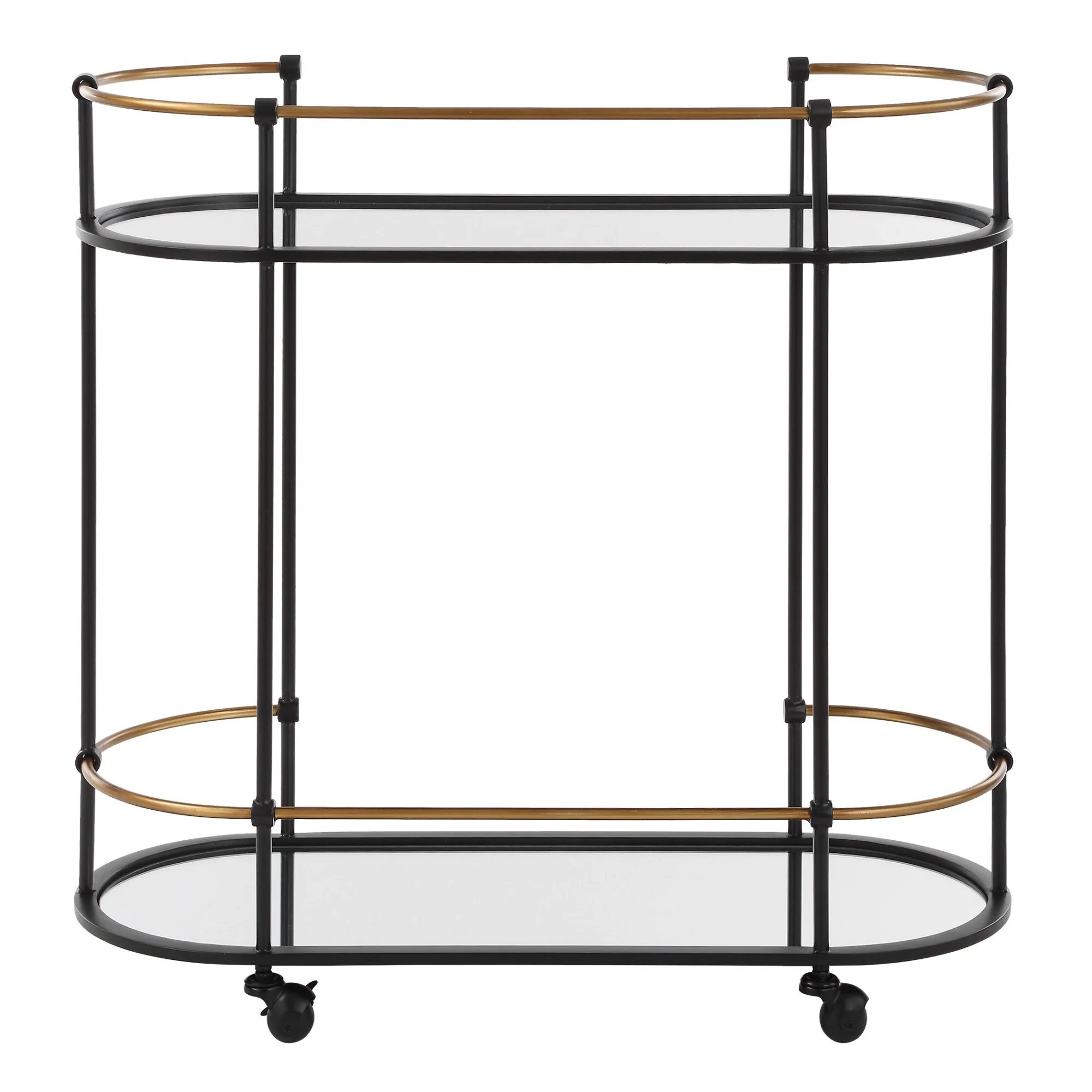 Uttermost 24186 Andre 32 Wide Metal Bar Cart with Two Shelves