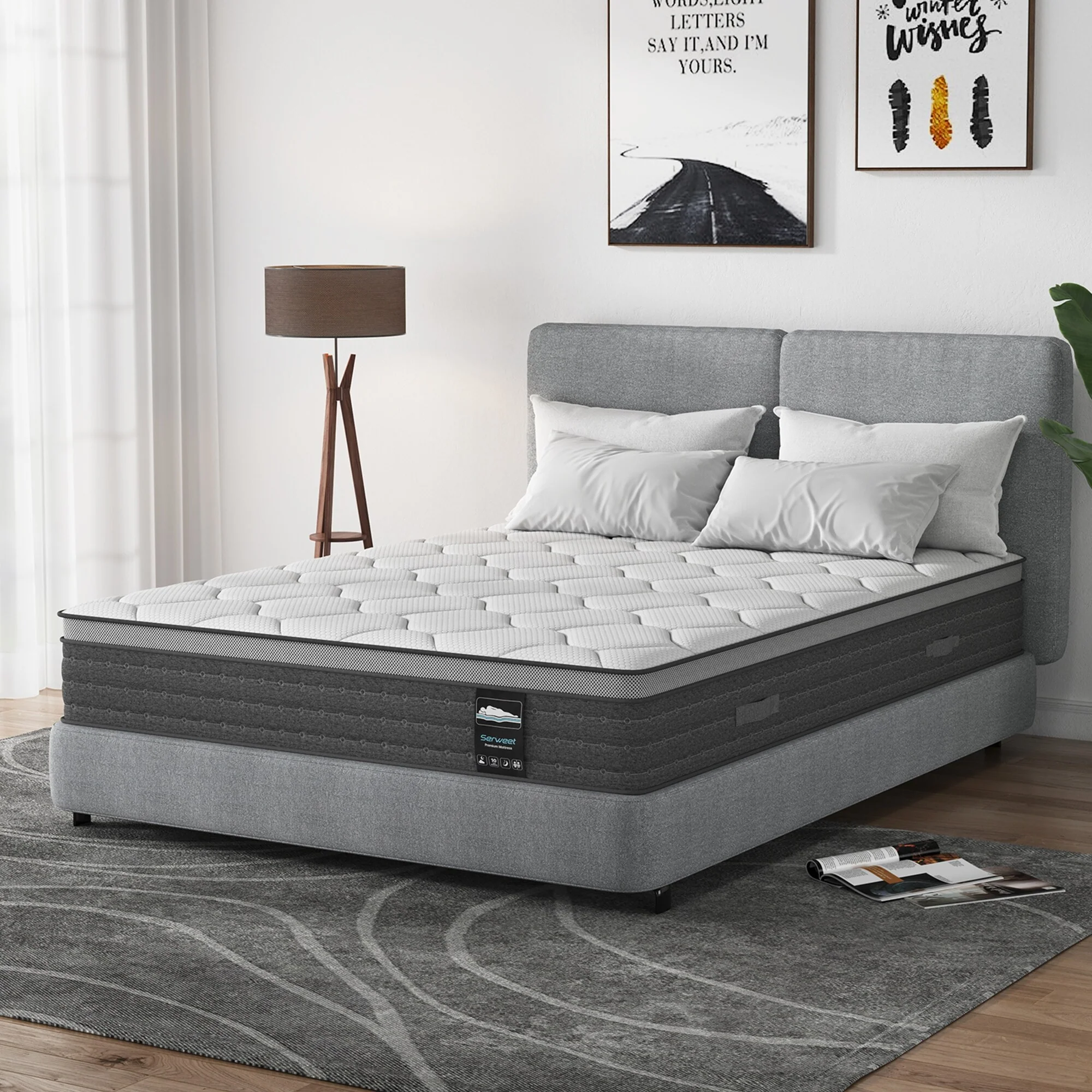 Serweet 14 Inch Queen and King Mattress,Hybrid Mattress,Euro Top Mattress, Mattress Shipped in a Box