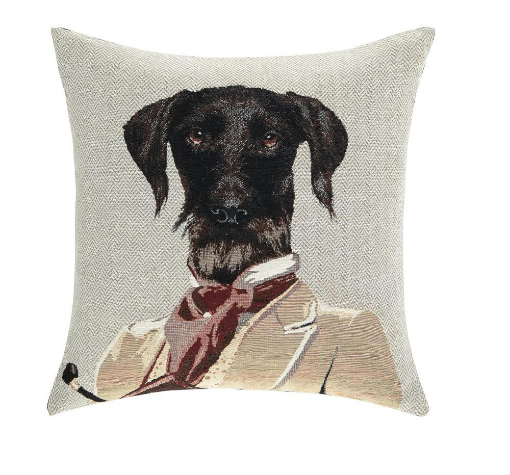 EDGAR - Coussin beige imprimé chien 45x45