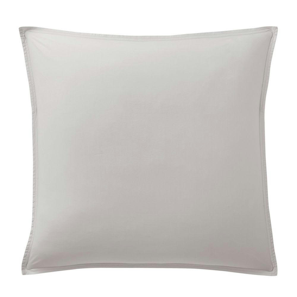 - Taie d'oreiller percale de coton lavé vert 65x65 cm