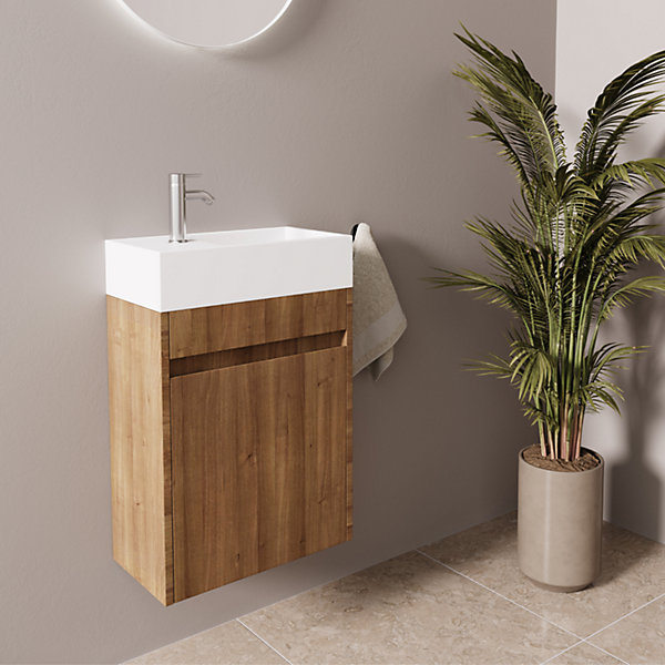 Meuble lave-mains chêne chaud LOMAZOO Ibiza - 40cm