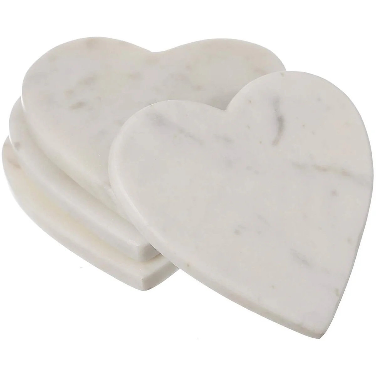 Set of 4 Heart Shaped Coasters - White