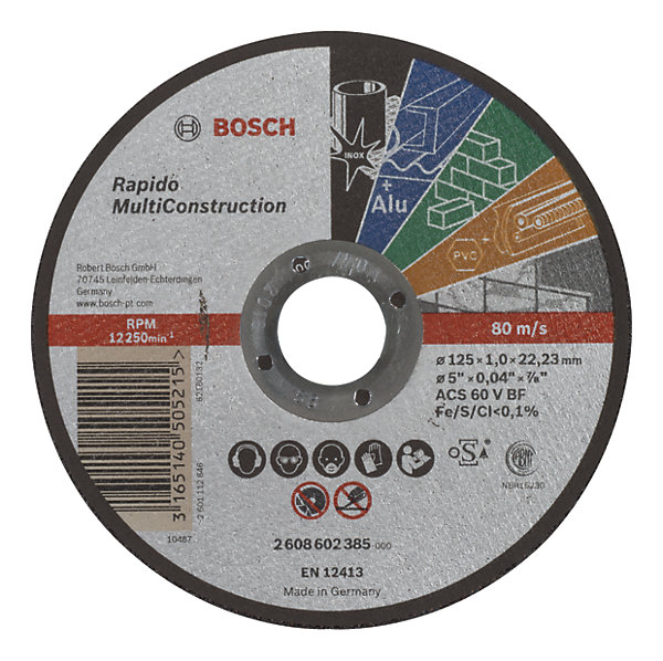 Disque à tronçonner pour métal à moyeu plat BOSCH Ø125mm
