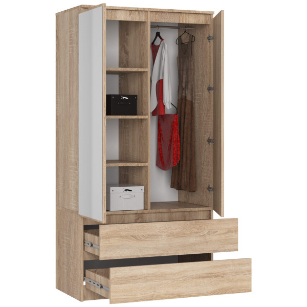 Szafa S90 2D 2Sz 2 Lustro Clp Pk Sonoma