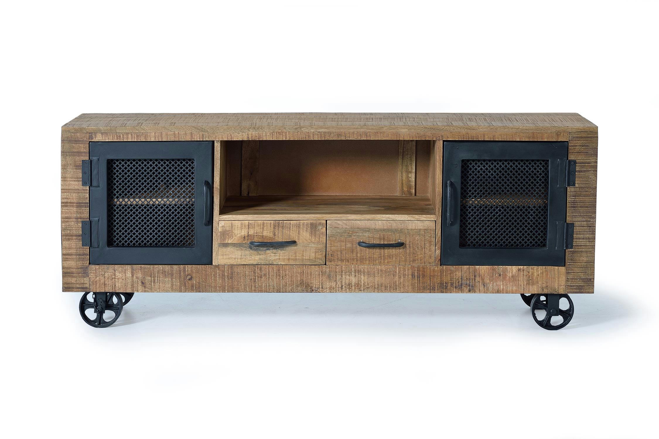 - Meuble TV en bois de manguier et métal naturel