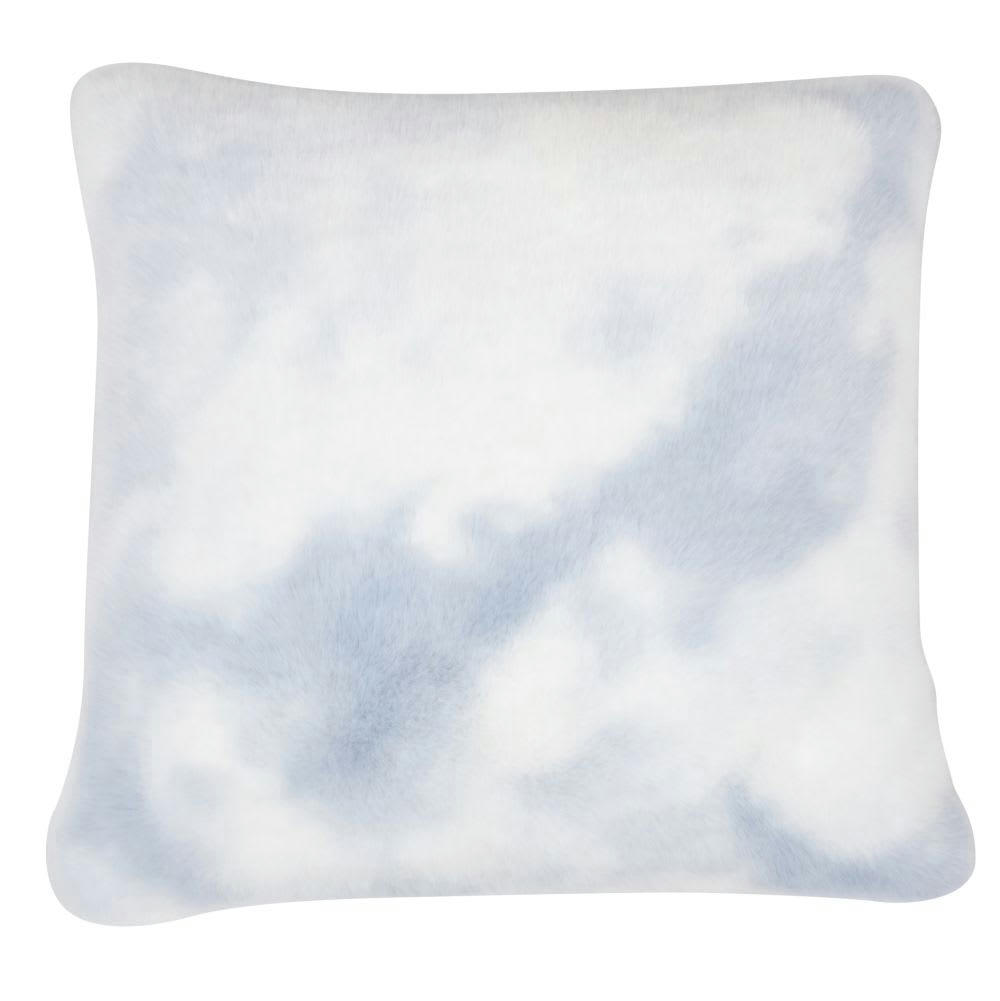 SYNNFO - Housse de coussin imitation fourrure imprimée ciel bleu clair et écru 40x40