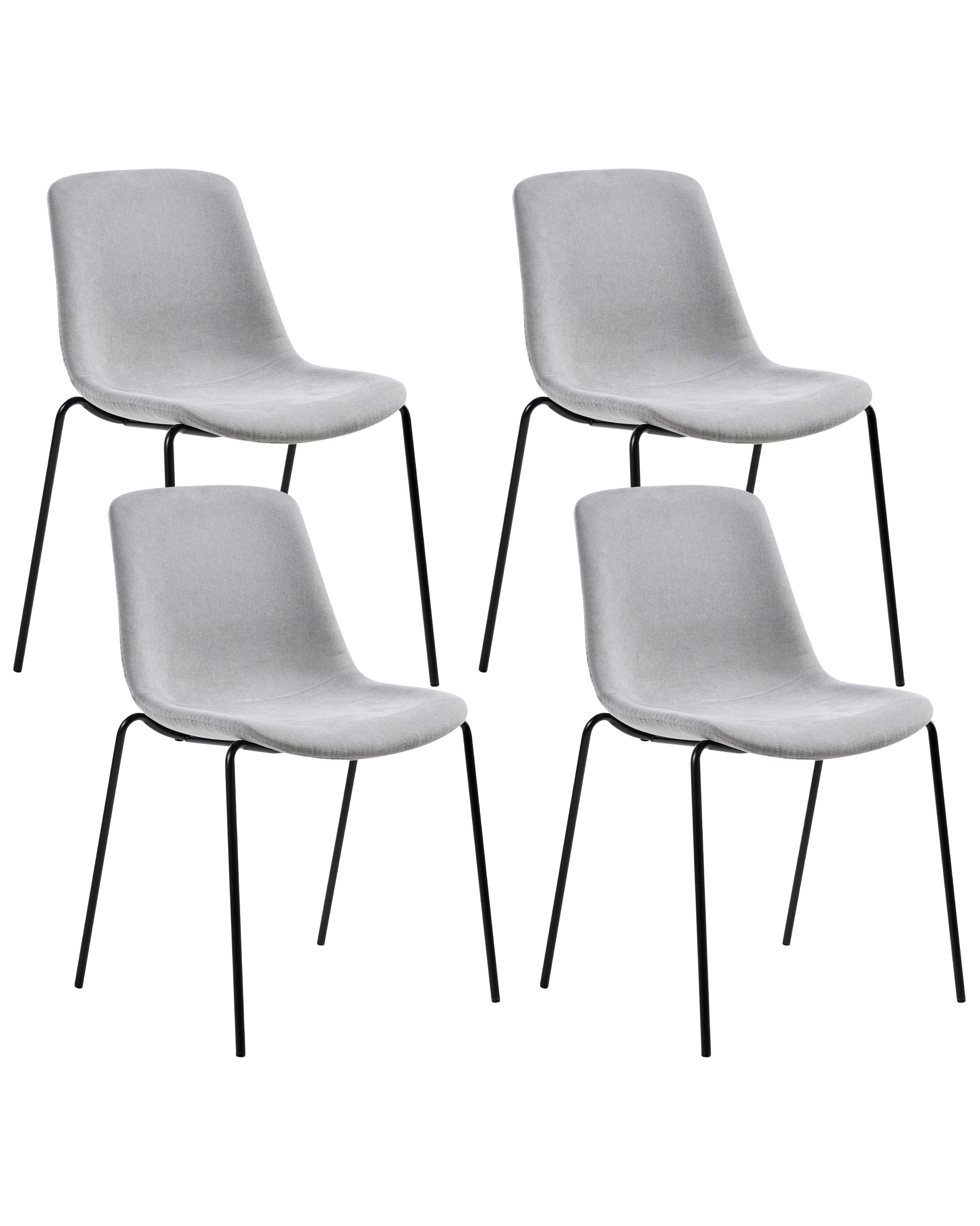 Set of 4 Dining Chairs TILLER Fabric Grey
