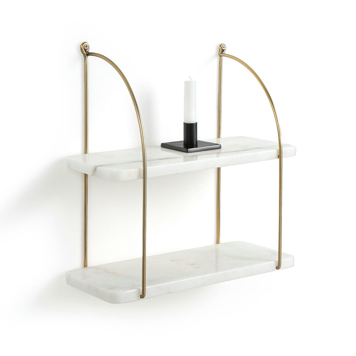 Etagère murale en marbre et laiton, L40cm, Fitia