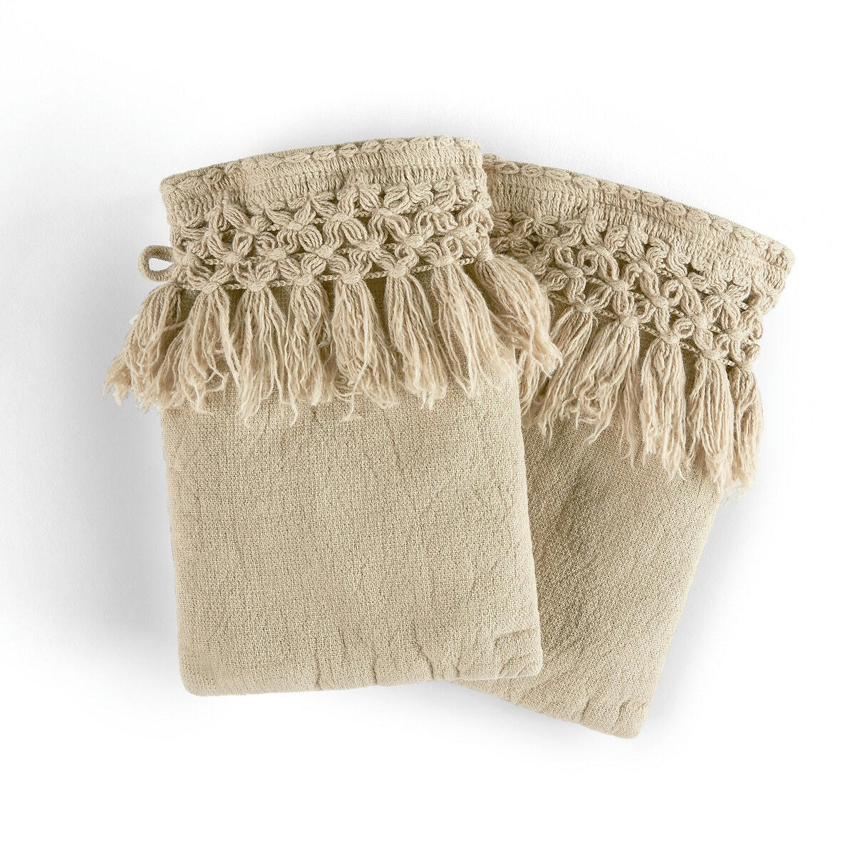 Lot de 2 gants de toilette coton bio/lin, Kyrami