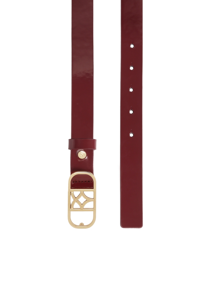 Patent burgundy belt