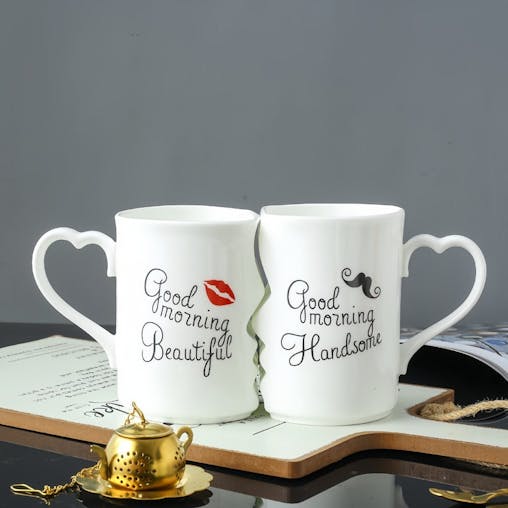 NNETM 2pcs Kissing Ceramic Couple Mugs
