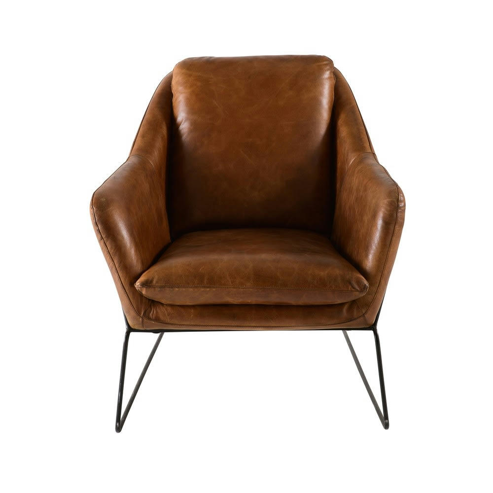Majestic - Fauteuil en cuir marron