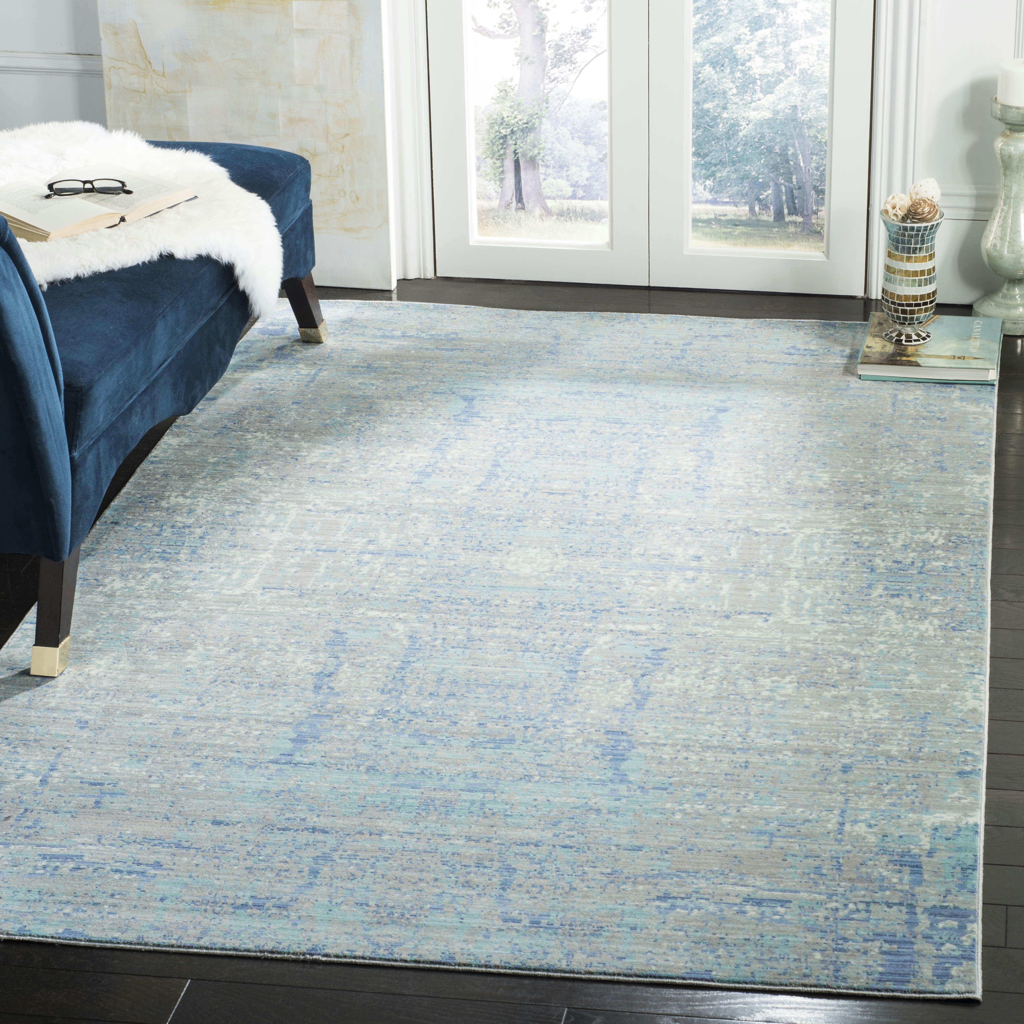 MYSTIQUE - Tapis de salon interieur en bleu ciel & multi, 122 x 183 cm