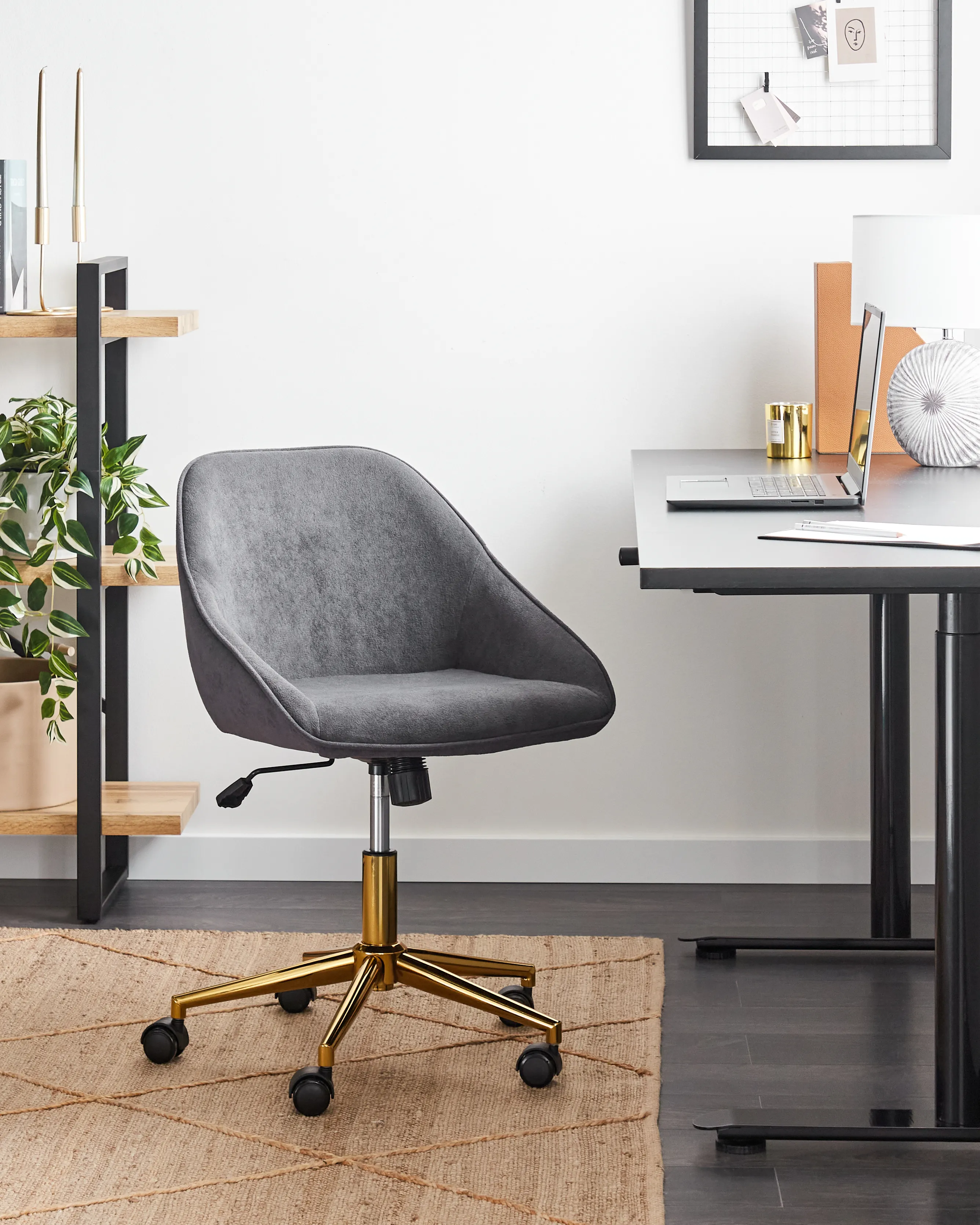 Desk Chair BARDSDALE Velvet Dark Grey