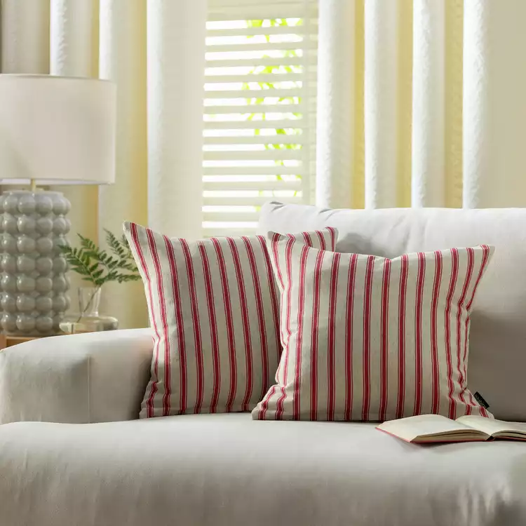 Habitat Red Dye Yarn Stipe Cushion Cover - 2 Pack - 43x43cm