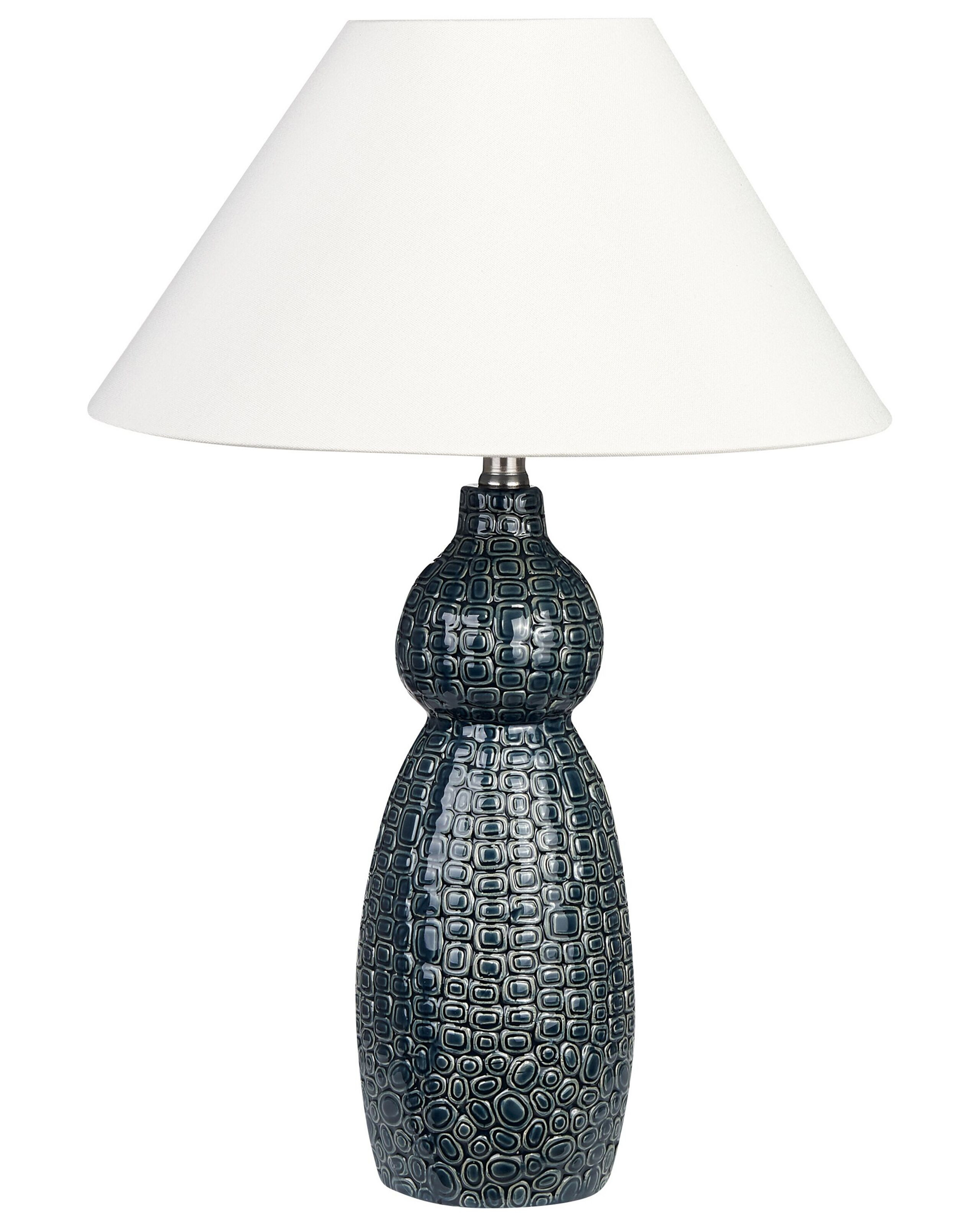 Lampa stołowa ceramiczna ciemnoniebieska