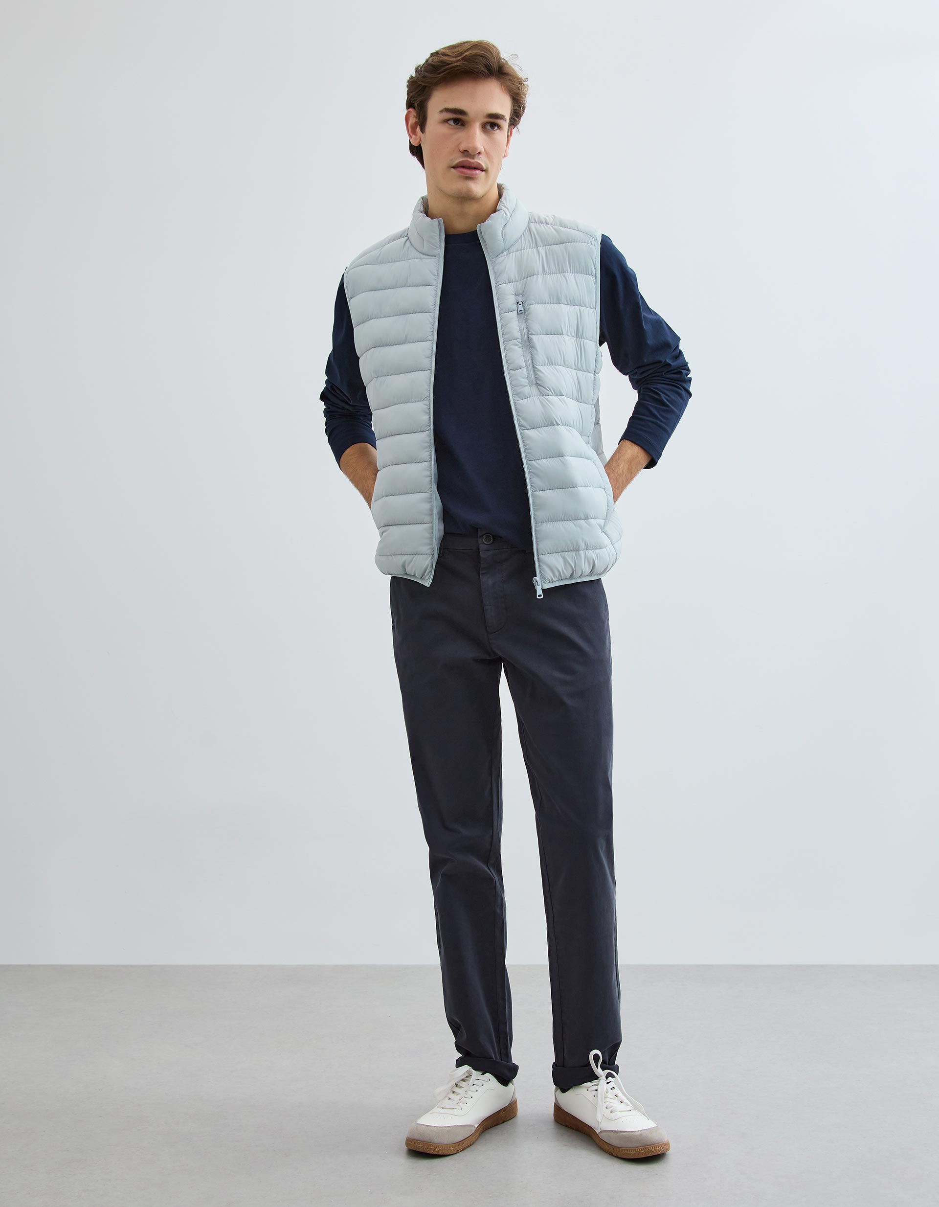 Calças Chino Slim, Homem, Azul Escuro