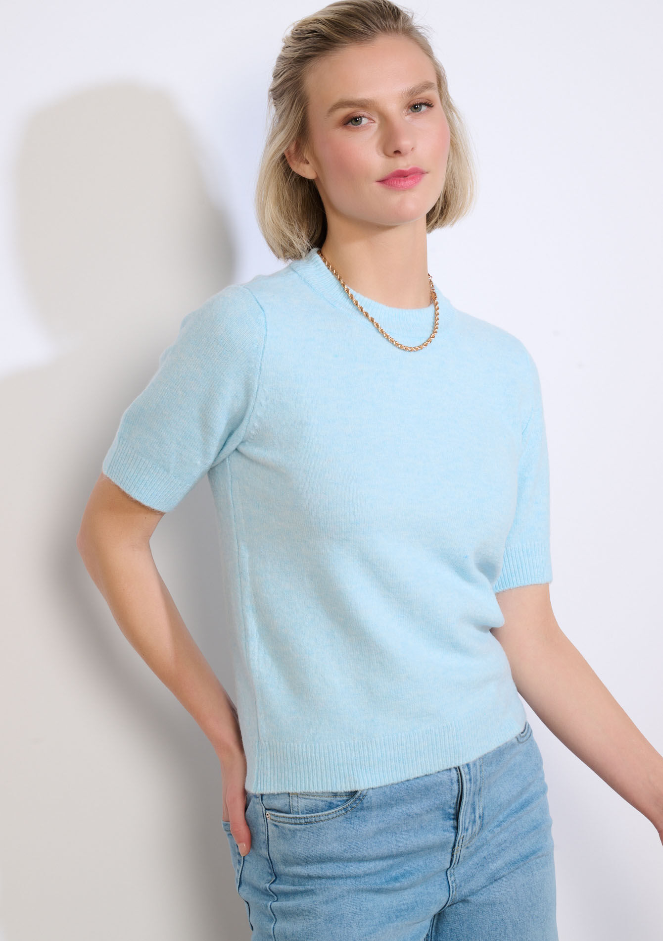 Zachte trui met korte mouwen