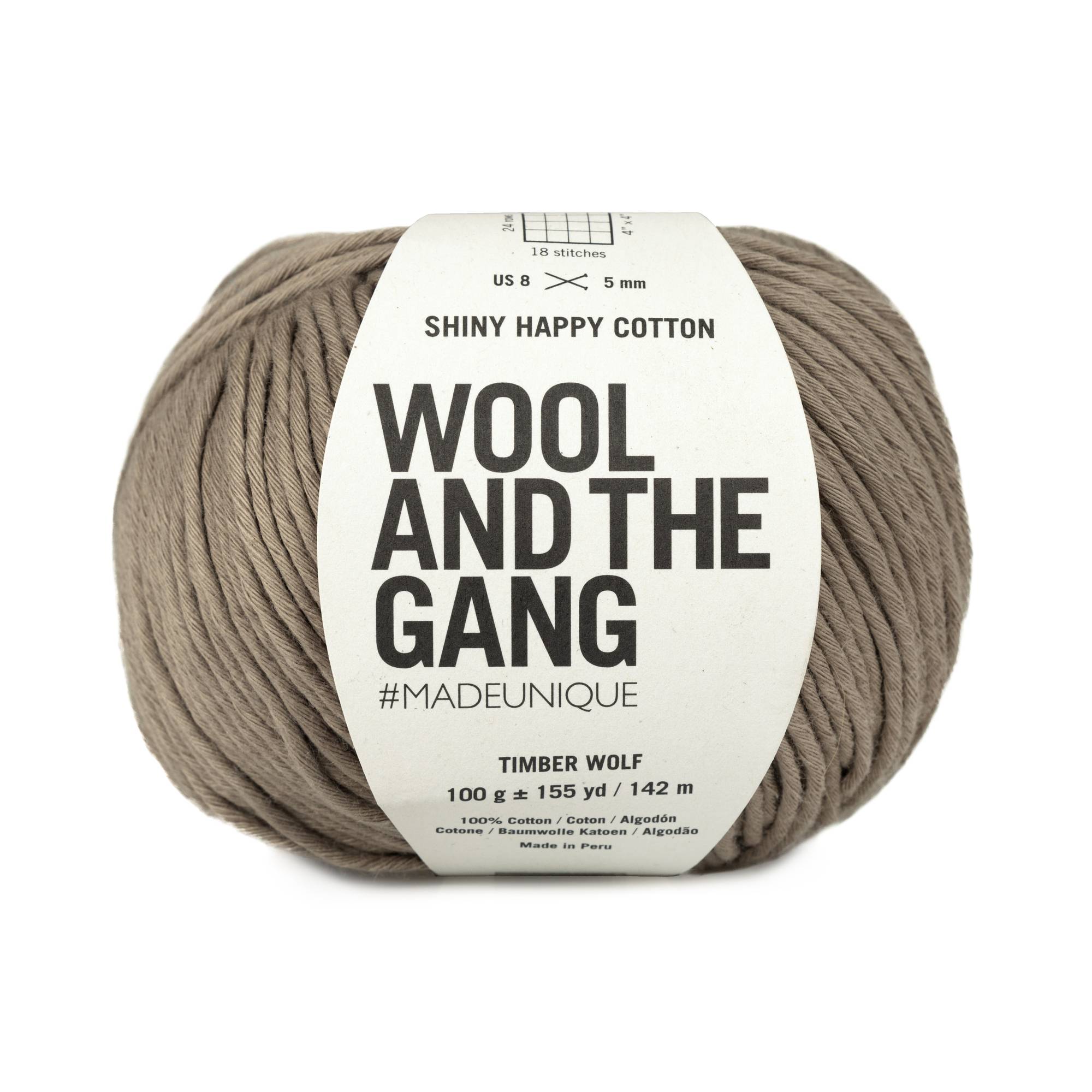 Wool and the Gang Timber Wolf Shiny Happy Cotton 100g