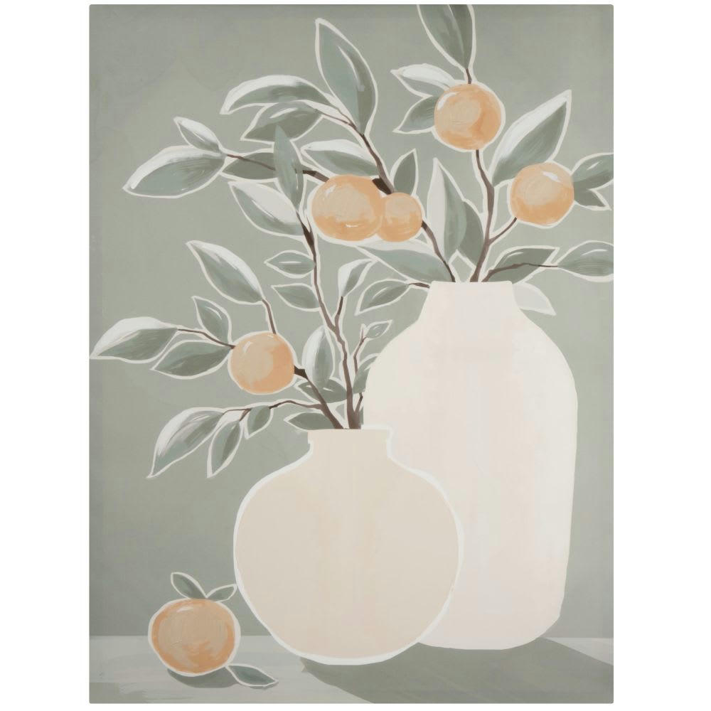 BASTIDE - Toile imprimée et peinte vases et fruits multicolores 60x80