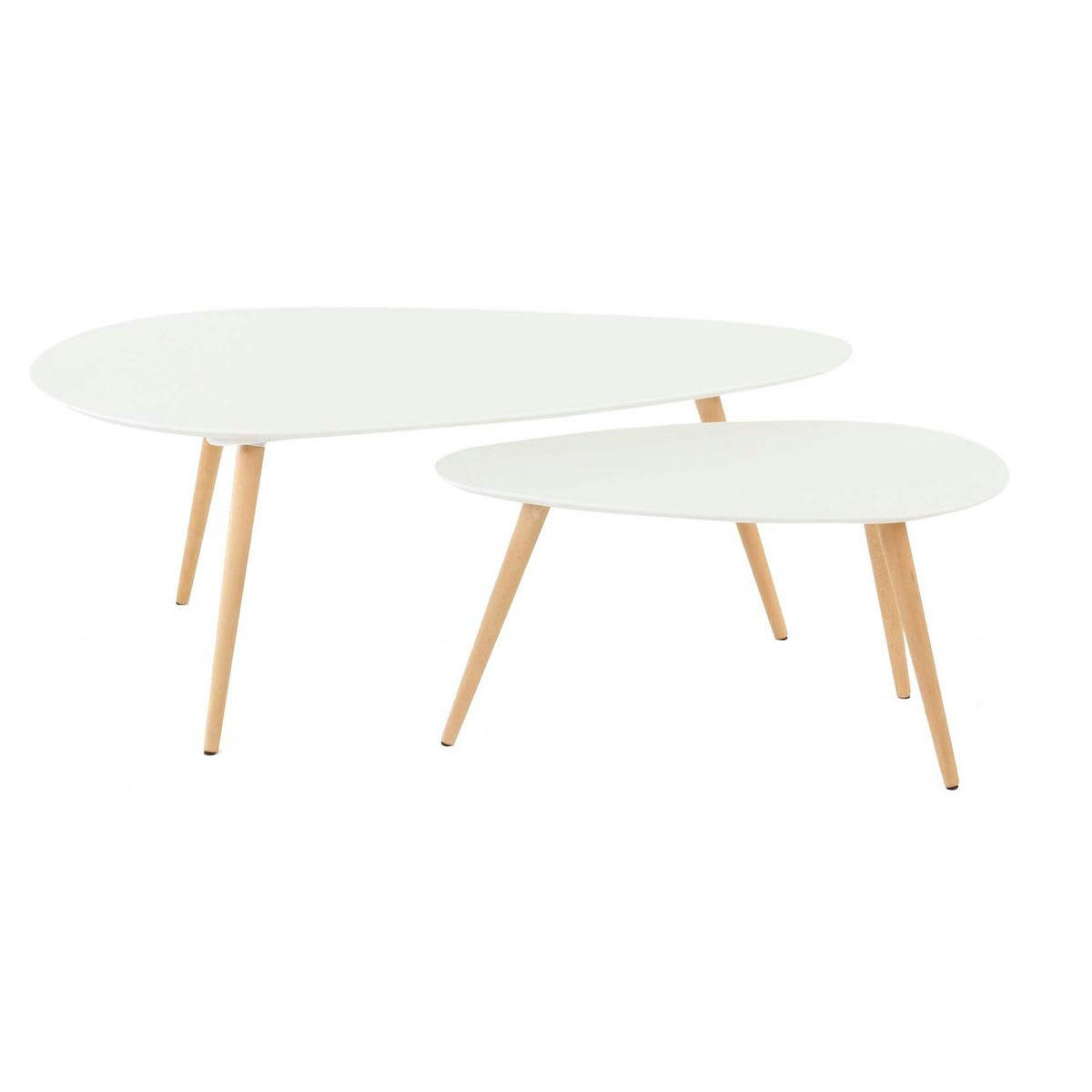SCANDIE - Tables basses gigognes laqué blanc 116 cm