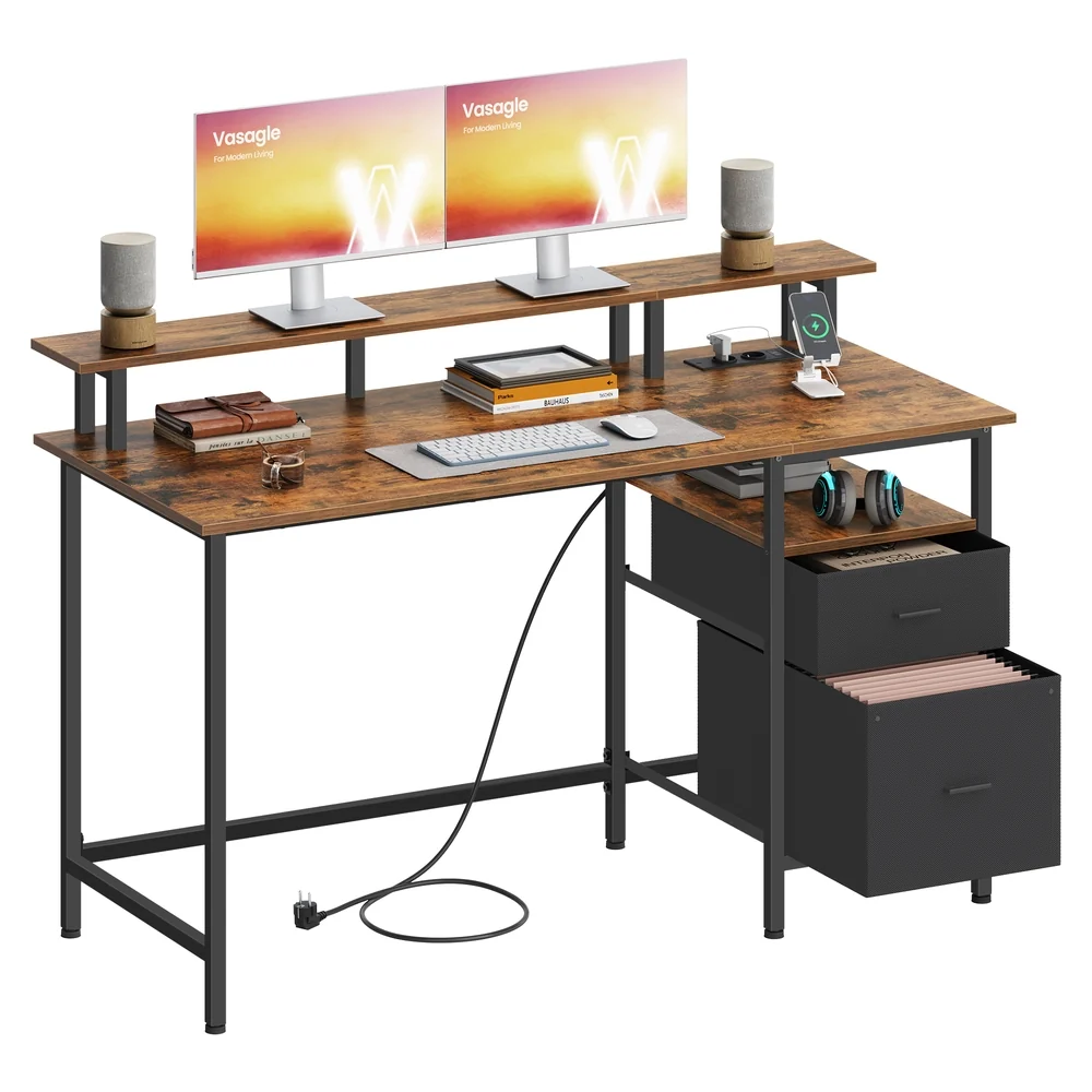 Bureau gaming avec lumières led et multiprise 2 tiroirs 2 ports usb