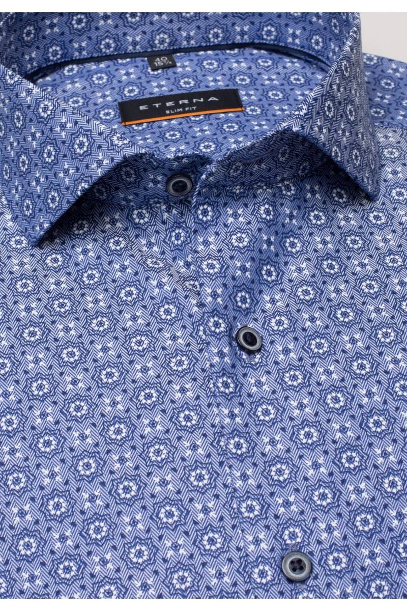ETERNA Slim Fit Hemd jeansblau, Bedruckt (extra langer Arm)