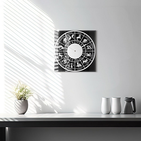 Horloge murale Wallfluent 30x30 cm Aiguilles blanches Zodiaque 1 pcs