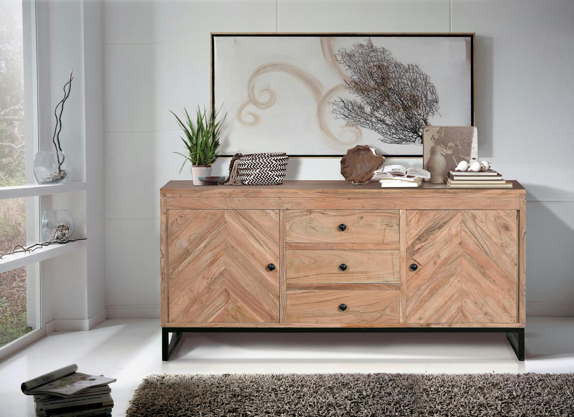 ACACIA - Buffet en bois d'acacia et métal