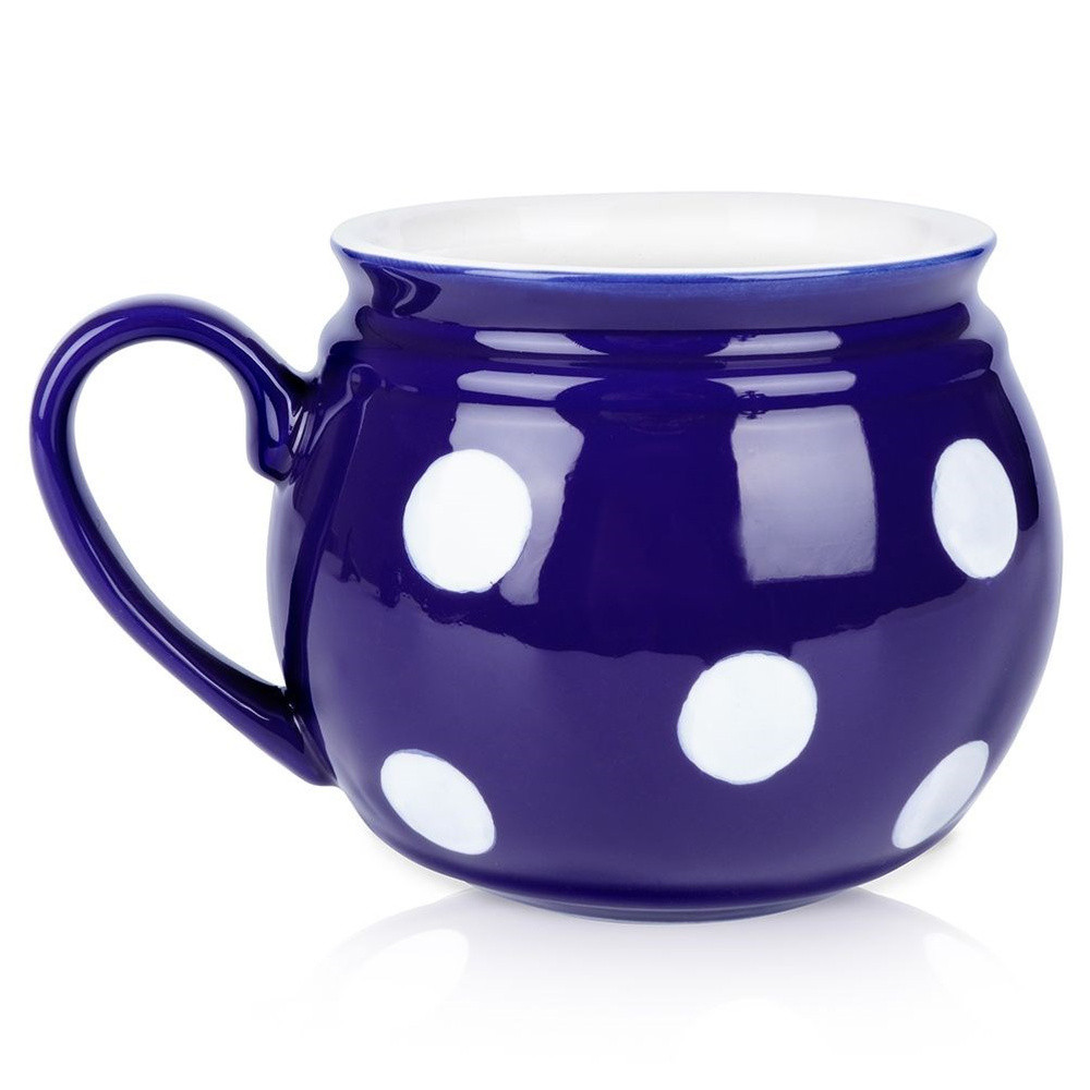 Kubek ceramiczny niebieski w grochy 850 ml