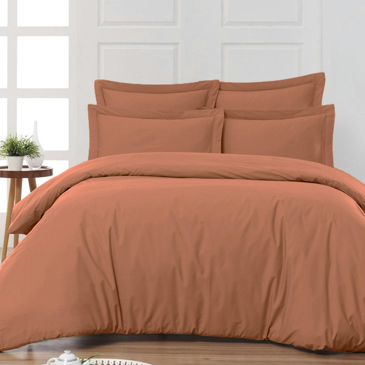SOFT PERCALE - Housse de couette en percale coton  brique 240x220 cm