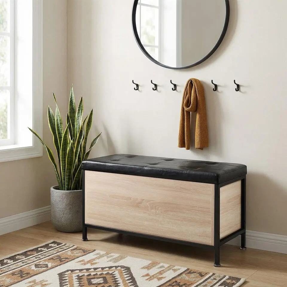 tectake Bank met opbergruimte Calico 81,5x41,5x50,5cm